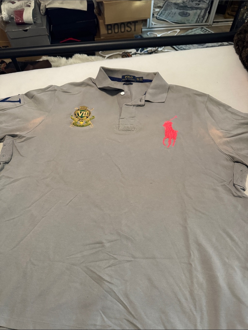 Polo by Ralph Lauren Light Gray Polo with Neon Pink Pony